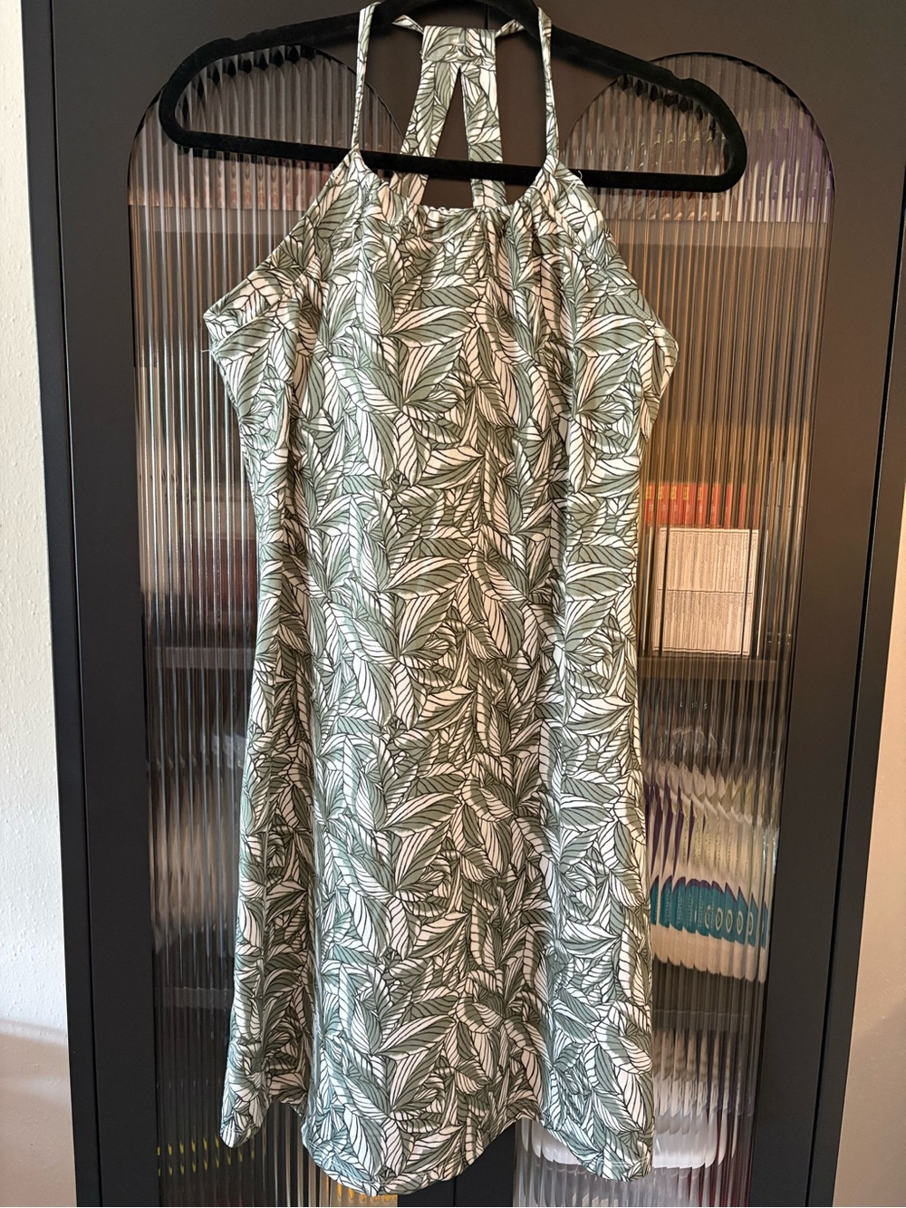 Eddie Bauer Green Leaf Print Halter Neck Athletic Dress - Size S